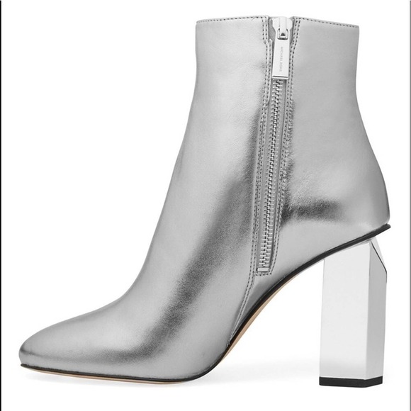 Michael Kors Petra Metallic Leather Ankle Boots - Picture 4 of 8